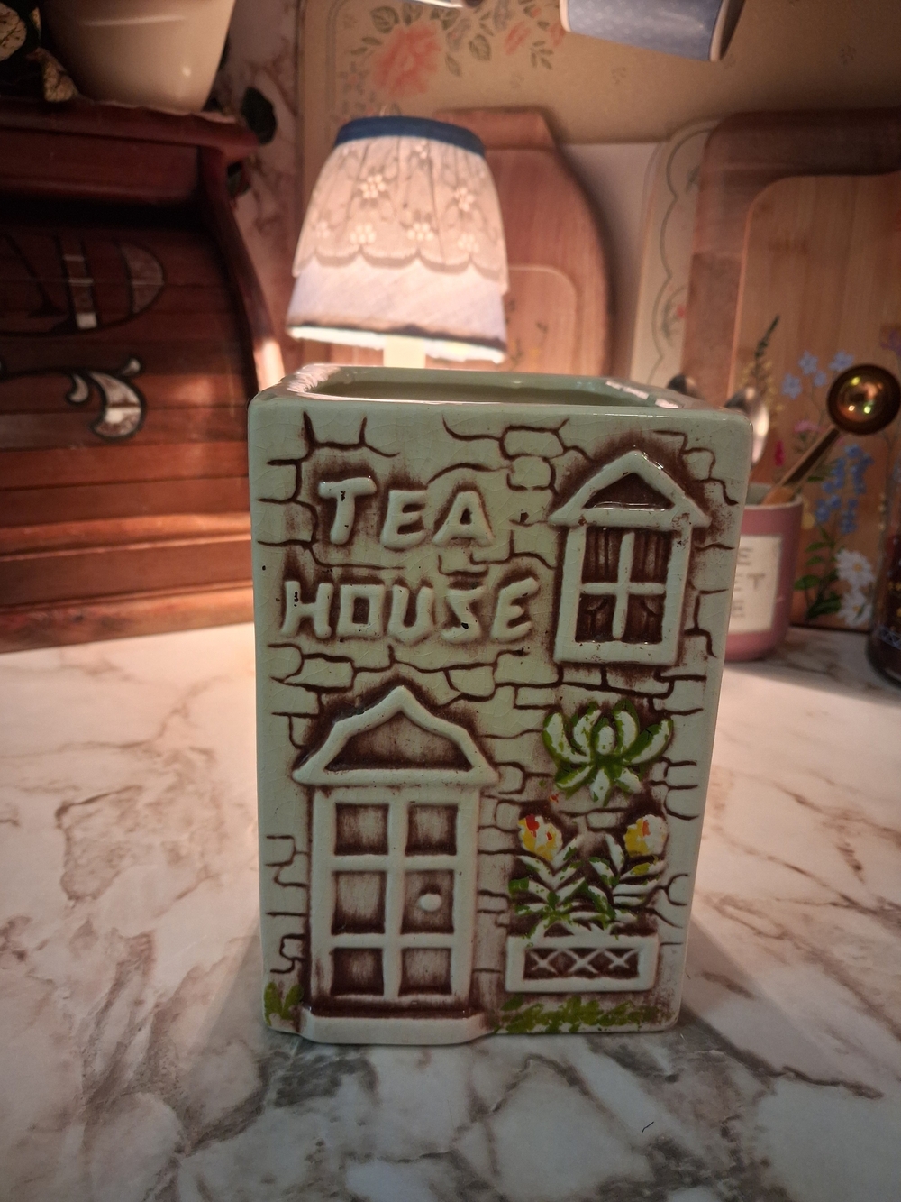 Vintage Tea House Canister - 1977 - NO LID!
